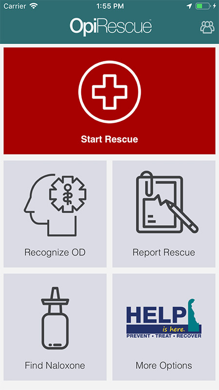 Screen capture of OpiRescure app 1